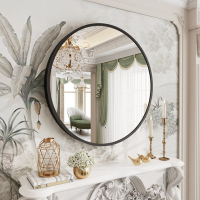 Amara Tempered Glass and Aluminum Alloy Framed French Cleat Mounted Wall Mirror