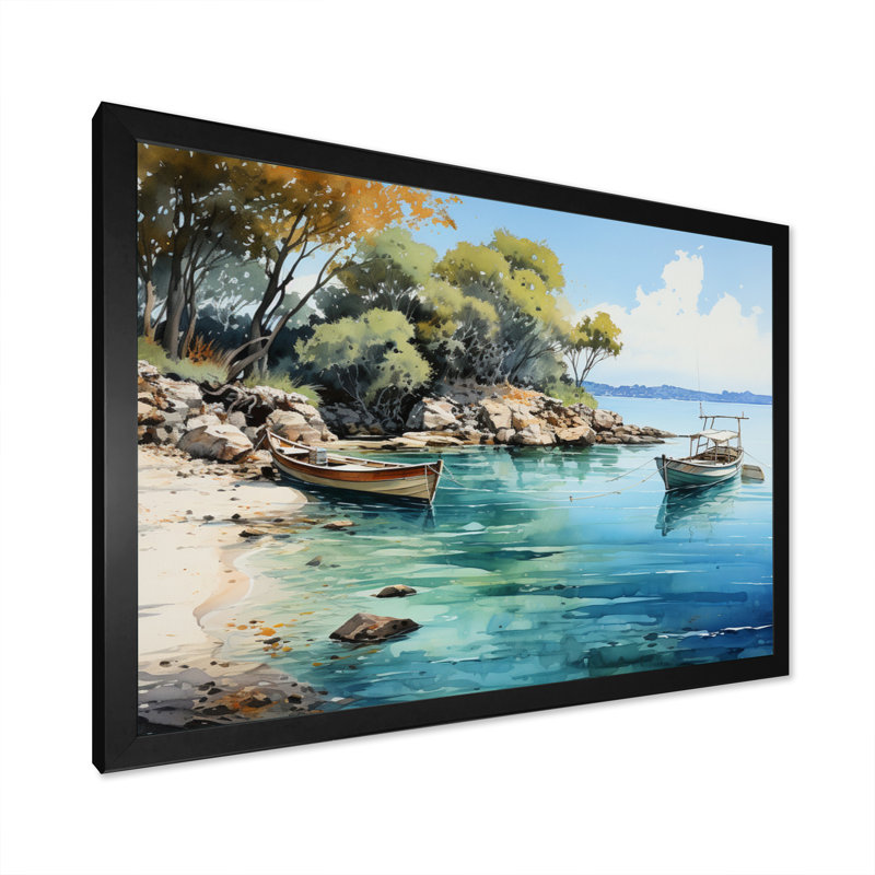 Dominicain Tranquil Bay I, reproduction d'art sur toile, Cadre photo noir, H 30 po x l 40 po x P 1,5 po