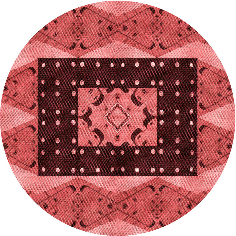 Tapis en laine pêche/brun, Rond 5 pi
