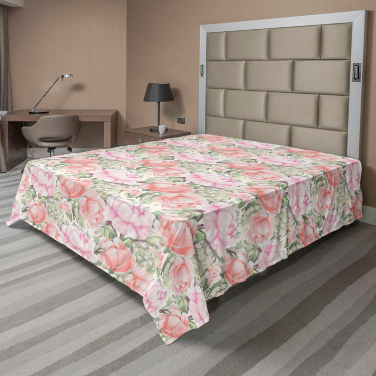 Ambesonne, drap plat floral pivoines, art botanique printanier