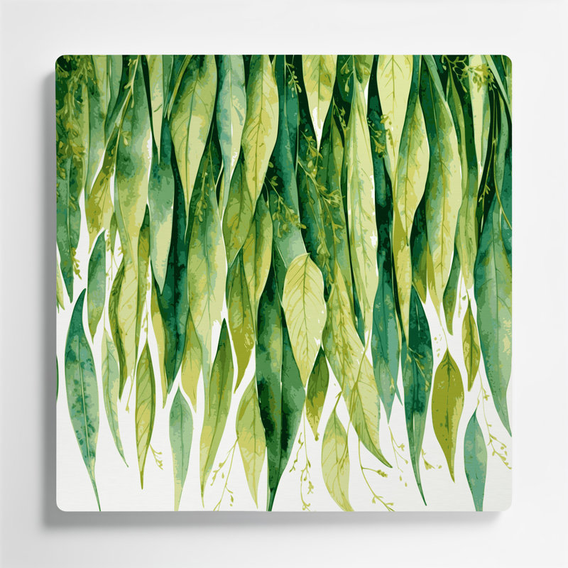 Art mural en métal vert botanique verveine citron, H 144 po x l 144 po x P 0,05 po