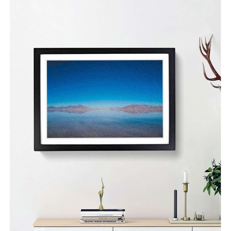 The Great Salt Lake in Utah - Picture Frame Painting Print, 27cm H x 36cm W x 2cm D, Black Framed