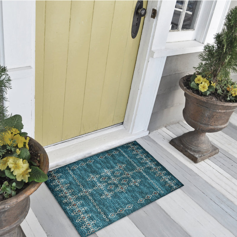 Anber Chenille Washable Southwestern Indoor / Outdoor Rug, Rectangle 3' x 5'