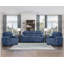 Canapé moelleux en tissu texturé bleu-1992169221