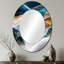 Abstrait Geode Waves Blue II - Miroir mural ovale moderne bleu-761422193