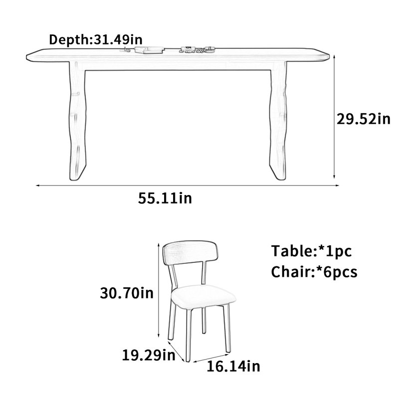Table de salle à manger noire rétro française, H 29,52 po x L 55,11 po x l 31,49 po, 7