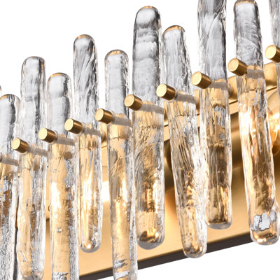 36" Icicles Vanity in Brass with Handmade Textured Glass Rods
