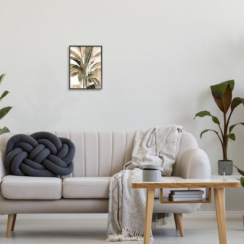 Reproduction de plante de palmier boho encadrée sur toile par Az Ziwei Li, Giclée encadrée noir minuit