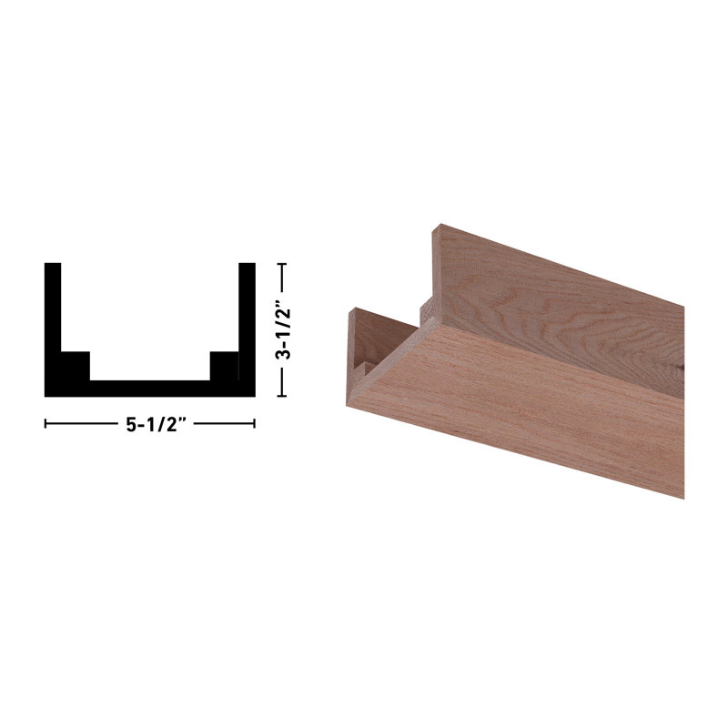 Natural Red Oak Unfinished U-Shaped Decorative Beam