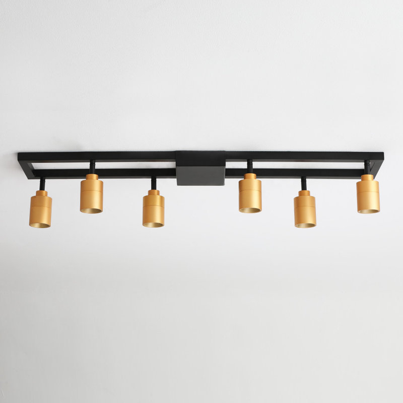 Vidalite Black and Gold Iron Rectangle Semi Flush Mount