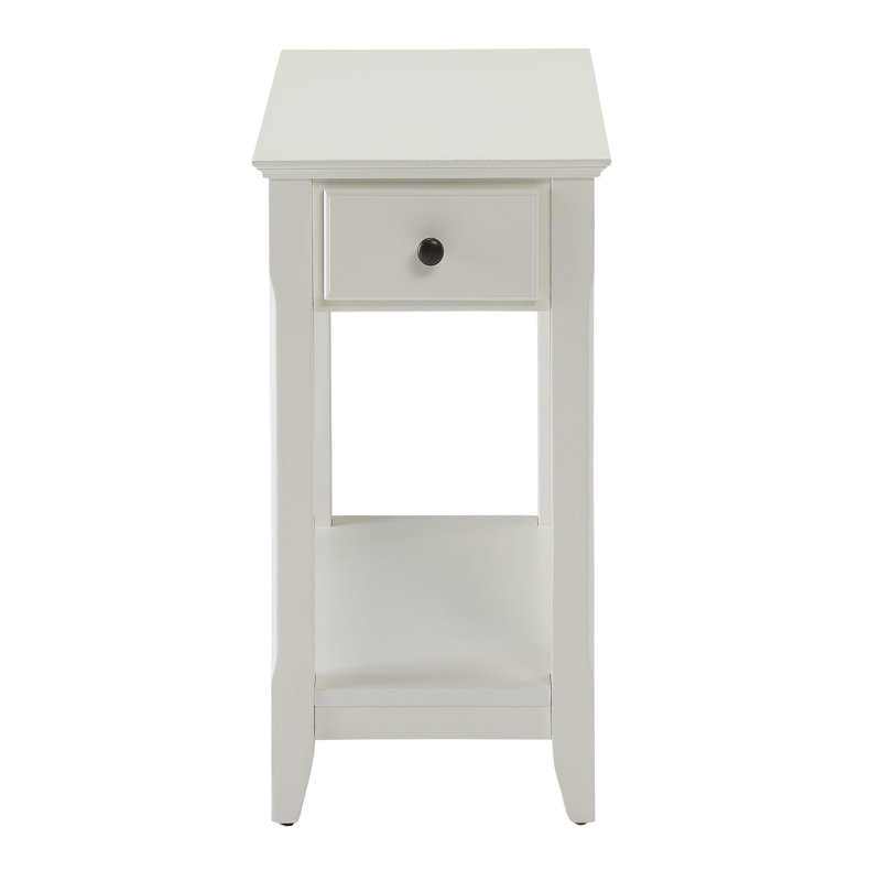 Table d'appoint avec tablette inférieure, Blanc