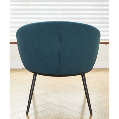 Chaise d'appoint ronde en velours, fauteuil rembourré de style moderne Mid-Century avec pieds en métal, chaise d'appoint confortable pour chambre à coucher