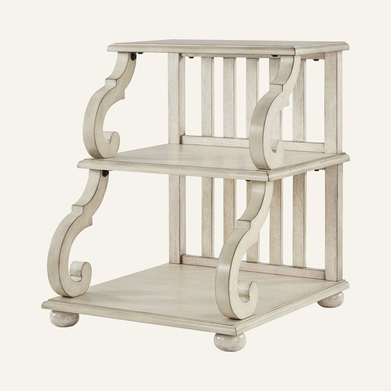 Table de bout avec 2 tablettes Huntingdon Scroll , Blanc antique