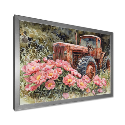 Dorith Summer Wildflowers By The Old Tractor I - Art mural fleurs sauvages