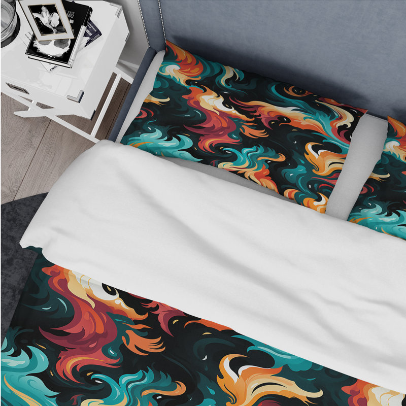 Ensemble de housse de couette Tribal Essence Paisley Feather IV - Abstract, Housse de couette simple + 1 taie décorative stan
