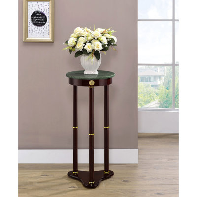 Table d'appoint ronde avec plateau en marbre - Surface sûre et polyvalente pour vos plantes, hauteur 70 cm, largeur et profondeur 30 cm, bois massif + accent décoratif pour un style élégant