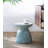 D15x16" Capiz Garden Stool Small Side Tabel, Blue Accent Round End Table