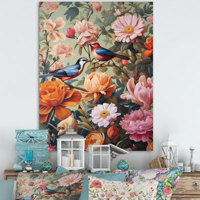 Peinture d'oiseaux tropicaux au paradis