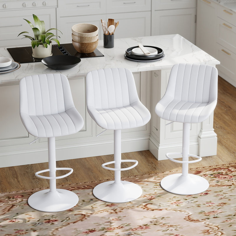 Tabouret de bar pivotant à hauteur réglable Moniq, 3, Blanc
