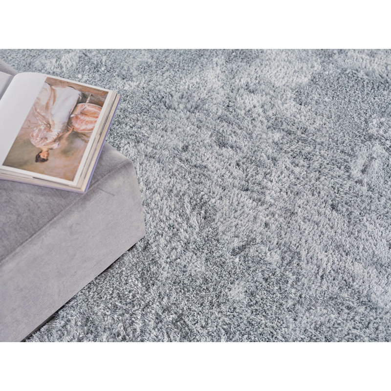 Exquisite Rugs Sumo Shag Handmade Handloomed Polyester/Microfiber Light Blue Area Rug, Rectangle 2' x 3'