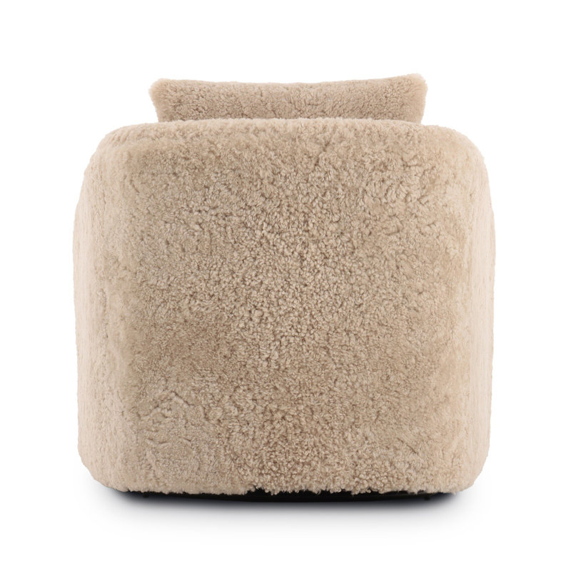 Topanga Swivel Armchair, Beige Shearling