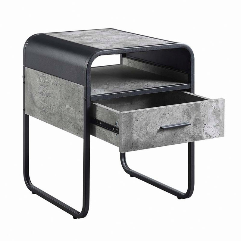 Metal Frame End Table With One Drawer