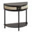 Half-moon Rattan Console Table 2 Storage Drawers 31.88x15.74x32.28inch Rattan Sliding Door Black, Rattan Entryway Table with Storage