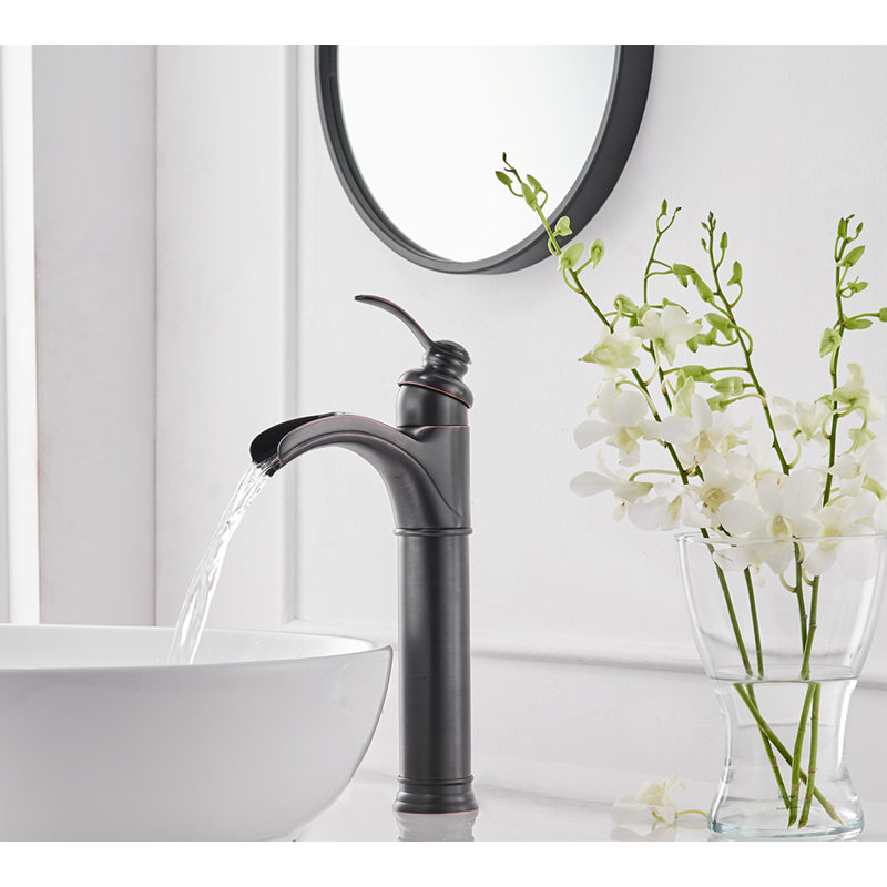 Robinet de salle de bains monotrou avec ensemble de drainage, Bronze huilé