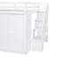 Lit mezzanine double en blanc avec rangement polyvalent - garde-robes, armoires, tiroirs pour une polyvalence de garde-robe intégrée