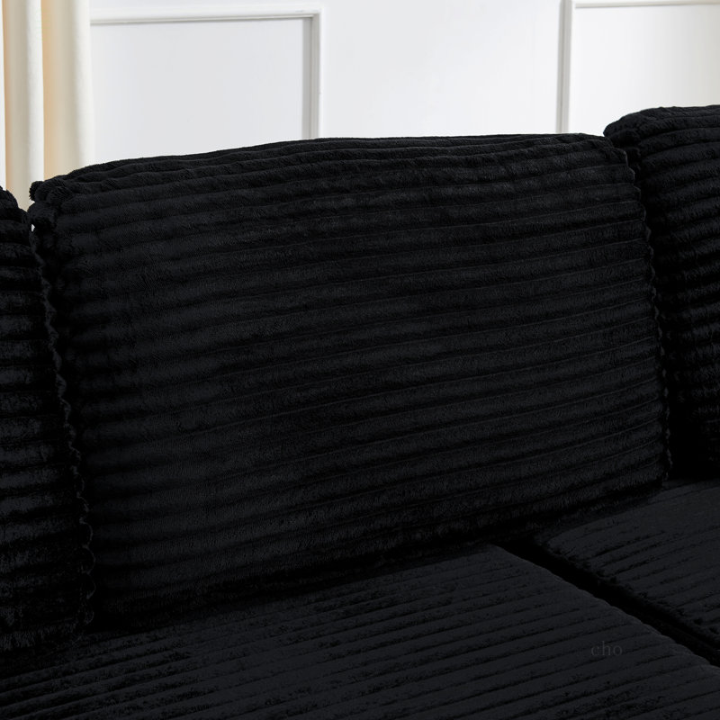 Siège gauche du canapé, canapé modulaire en forme de L, canapé modulaire compressé en velours côtelé de style minimaliste moderne, se déplie en lit, chambre à coucher, canapé confortable et compact