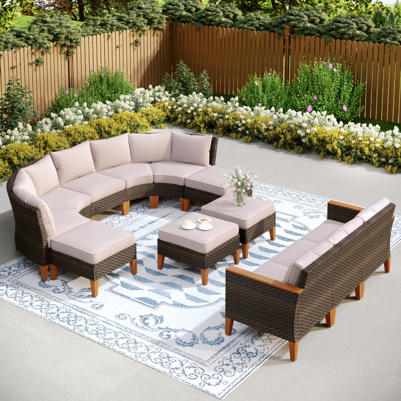 Ensemble de conversation modulaire avec coussins 10 pièces Argyri, Beige