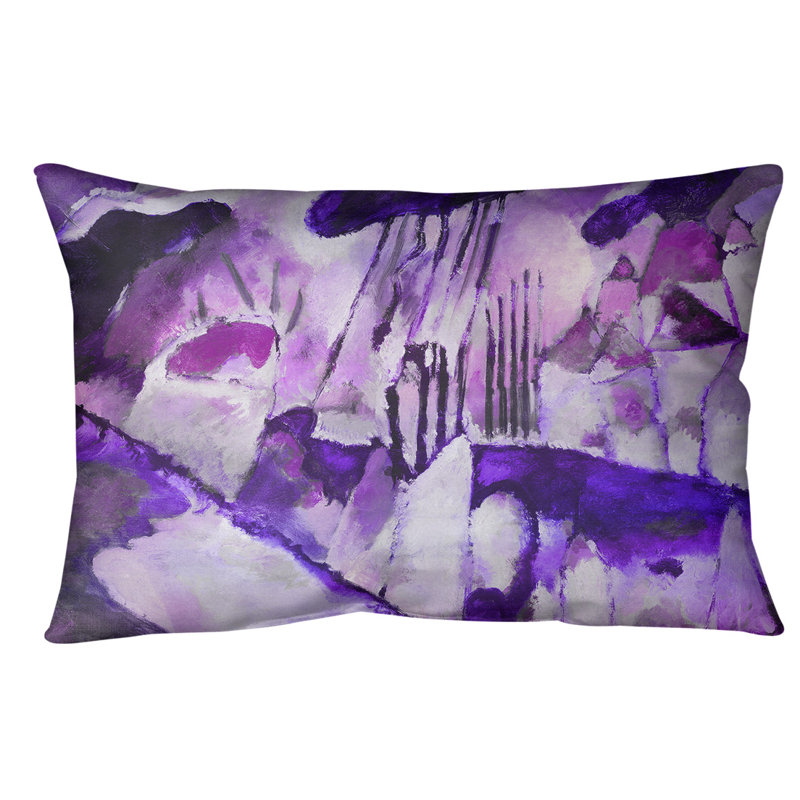 Oreiller avec coussin lombaire avec pluie paysage, Mauve, Faux lin