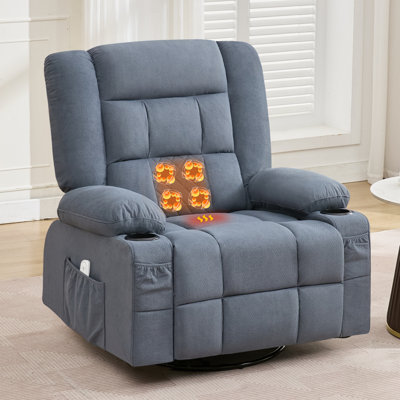 Modern Blue Kneading Massage Rocker Recliner Chair with Heat, USB, 2 Cup Holders & 3D Massage