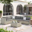 Ensemble de meubles de patio pour 6 personnes avec coussins confortables et table en verre Demasi-1268543145