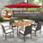 Arvonio Rectangular Metal Outdoor Dining Table With Umbrella Hole , 63'' in. W 36'' in. D