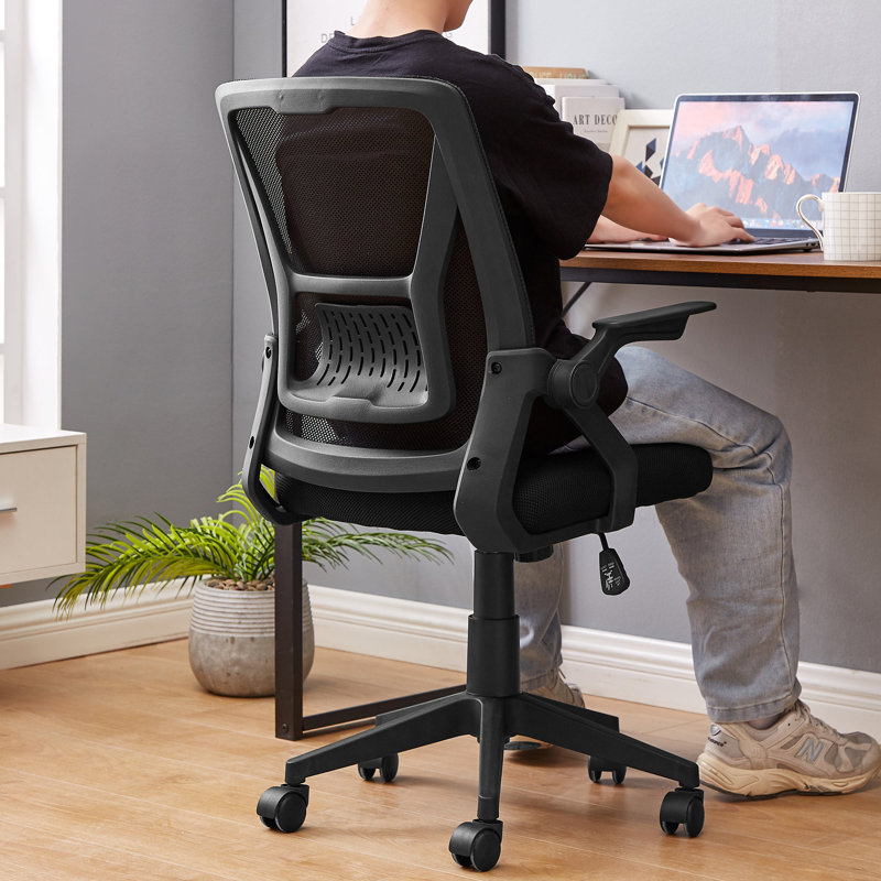 Adjustable Mid-Back Swivel Ergonomic Office Chair with Adjustable Arms, Mesh Lumbar Support, Height Adjustable, Black