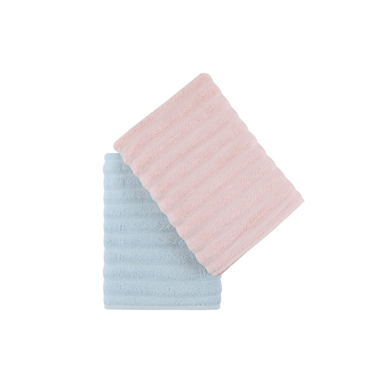 Ensemble de 2 essuie-mains 100% coton 2 pièces, Rose / bleu