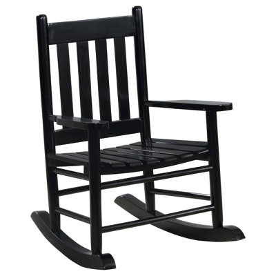 Chaise berçante pour enfant en bois massif à dossier à lattes Mangassa - noir