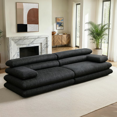 The Serenity 118'' Boneless Curved Sofa Linen-Blend Chenille A Fully Assembled