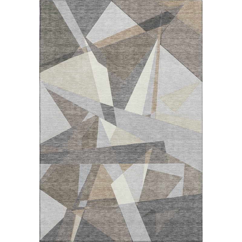 Tapis géométrique Premium lavable à la machine Harjo AMF1609, Rectangle 9 pi x 12 pi
