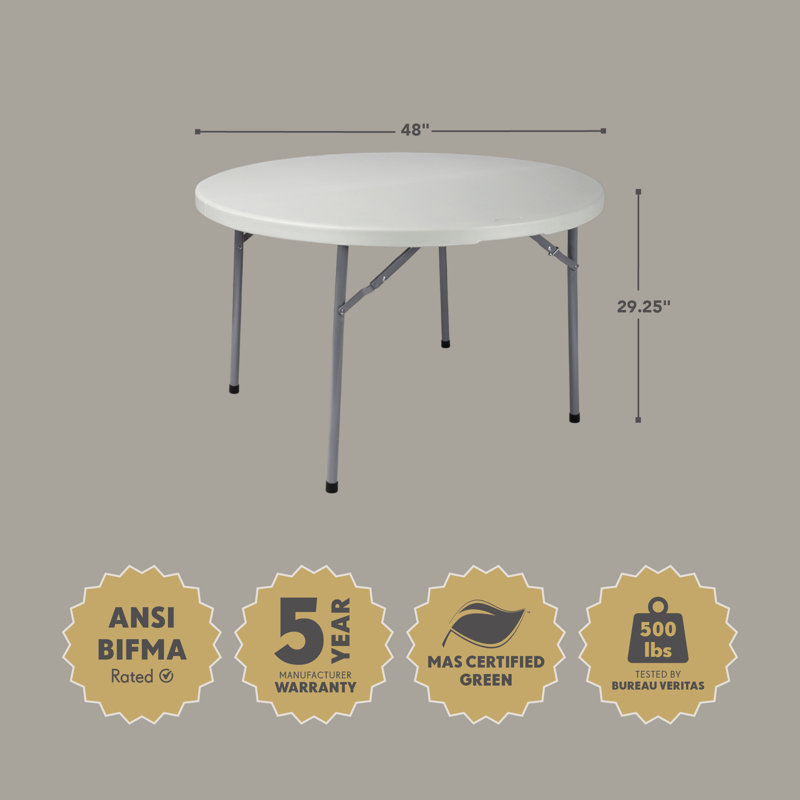 Demi-table pliante en plastique Frank, H 29,25 po x l 48 po x P 48 po