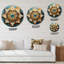 Horloge murale Divine Mandala en métal doré et turquoise II-93379503