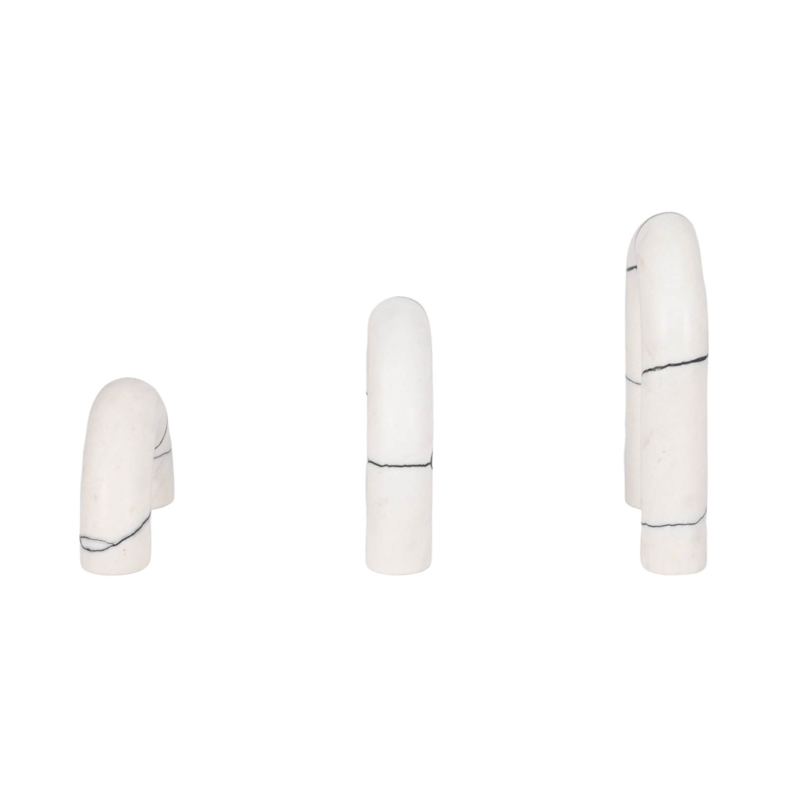 5 and 7 and 8" Reaka White Marble Arches, 10"H, Set of 3 - 8" x 2" x 10"