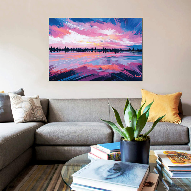 « sky mirror », reproduction d’impression sur toile tendue, H 26 po x l 40 po x P 1,5 po, Toile tendue, Pas de tapis
