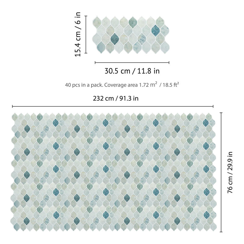 6.1'' W x 12'' L PVC Peel and Stick Mosaic Tile