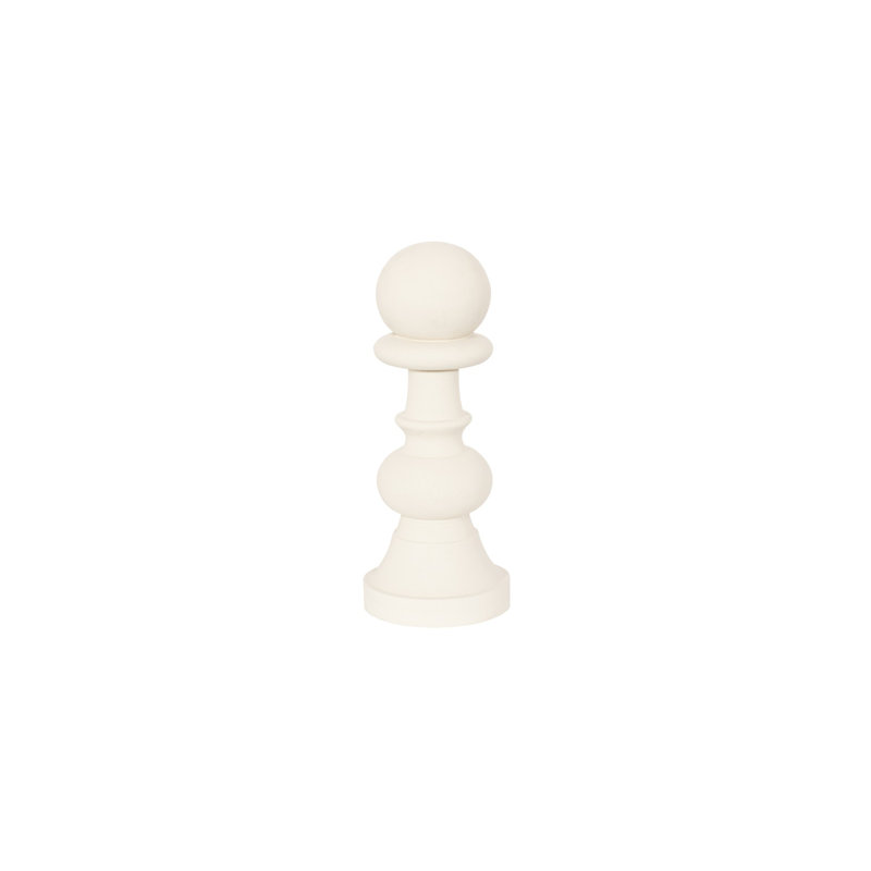 Small Cast Stone Pawn Chess Sculpture, Off White