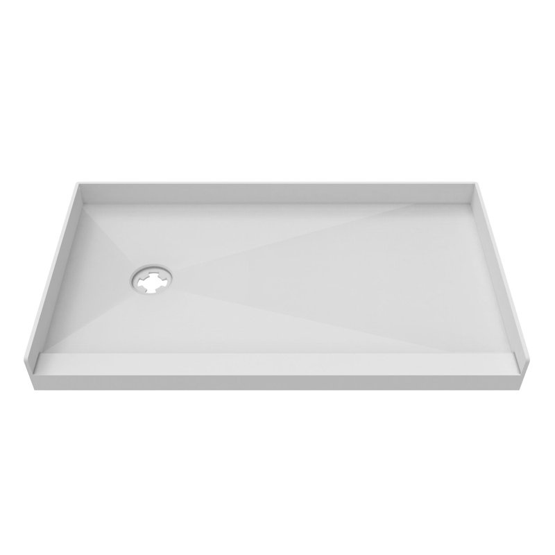 DreamLine TilePrime 34 inch D x 60 inch W x 3 inch H Left Drain Single Threshold Shower Base, Left, 34"L