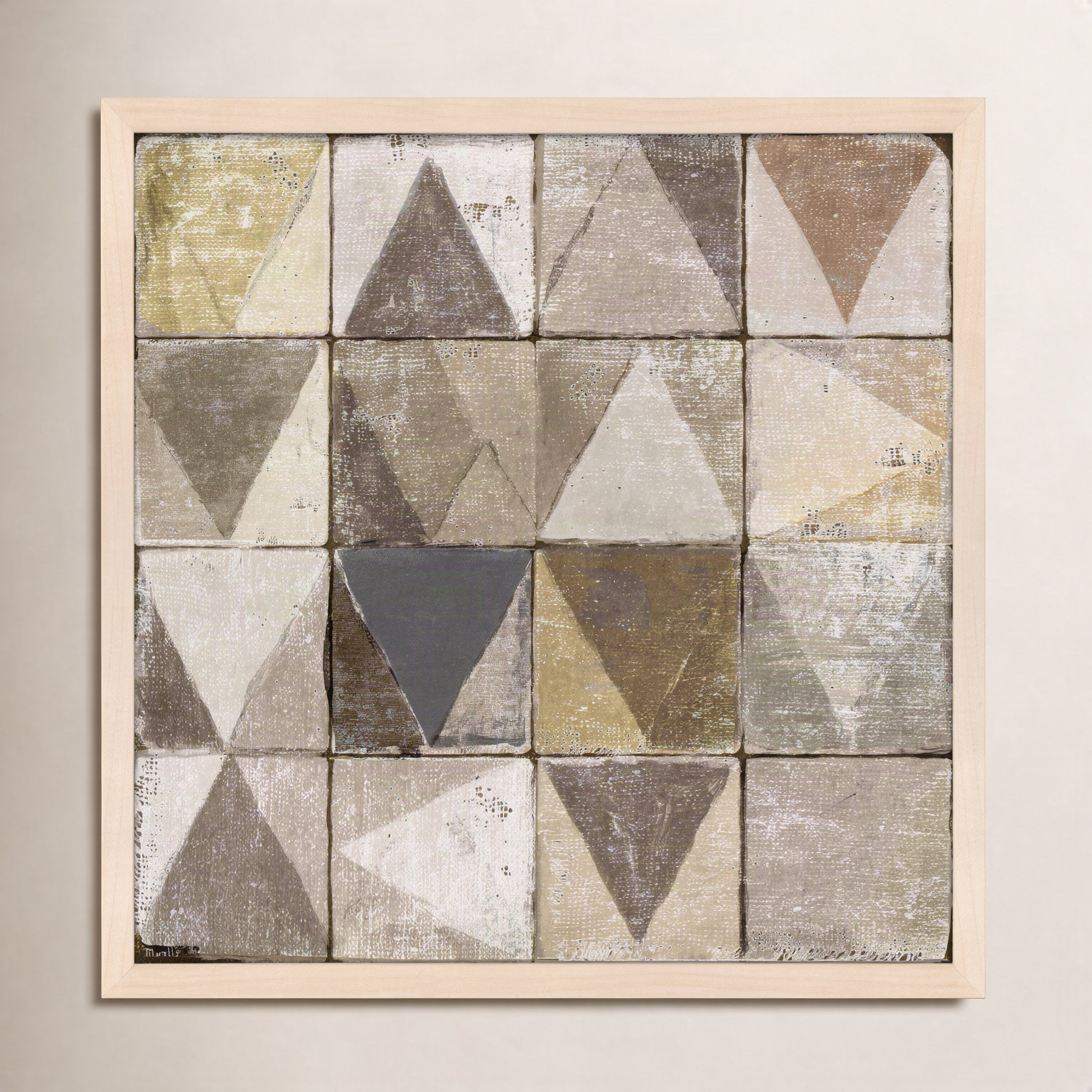 Tiles 1 by Marco Marella for Studio M - Framed Wall Art, 24" H x 24" W, Paper, Maple