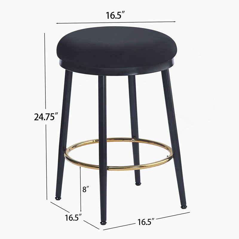 24.75'' Modern Counter Stools Set of 2,Black Counter Stools with iron Frame,Sponge cushion,Footrest,suitable for Kitchen/Bedroom/Dining Room