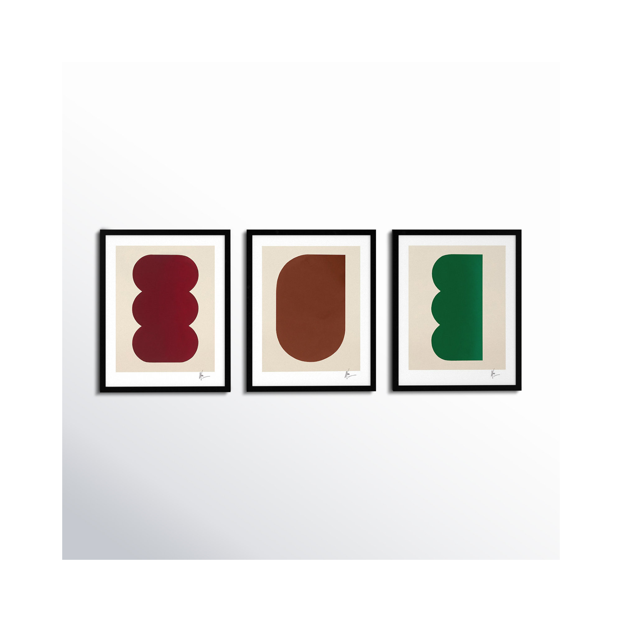 Keyhole 1-3. Set Of 3 by Lee Lessem, Black Framed, 20" H x 16" W x 1.25" D